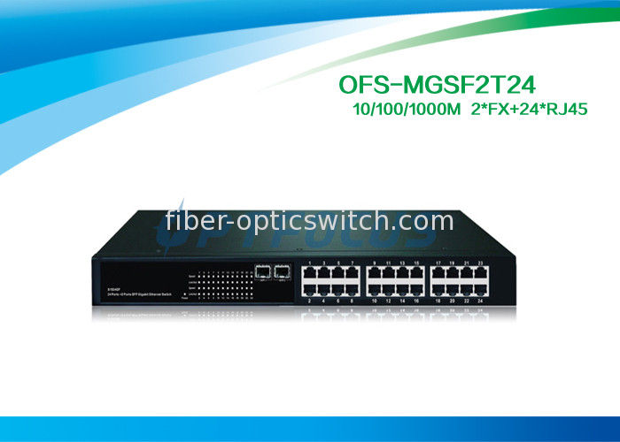 12G Fiber Optic Managed Switch 2 SFP 1000 BASE - Fx 24 10 / 100 / 1000 BASE - Tx Fiber Switch No SFP
