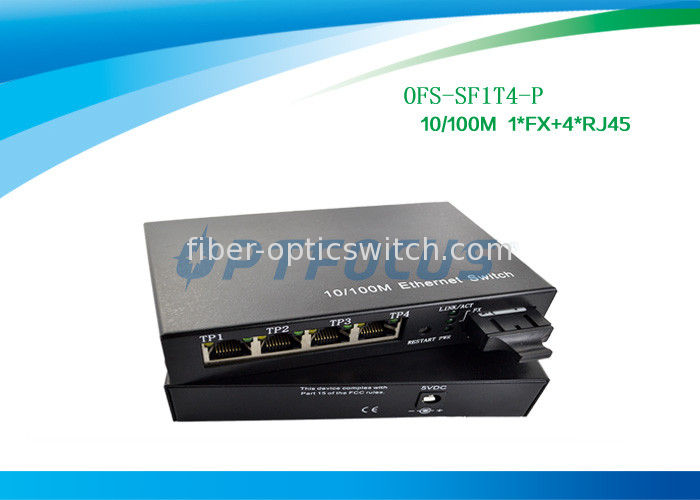 DF SM 1310nm 20KM Power Over Ethernet POE 100BASE - Fx 4 Port 10 / 100BASE - Tx  SC