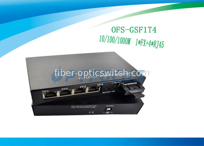 Ethernet 1000Mbps Poe Gigabit Switch 1 Port 1FX + 4UTP 1MKb External Power